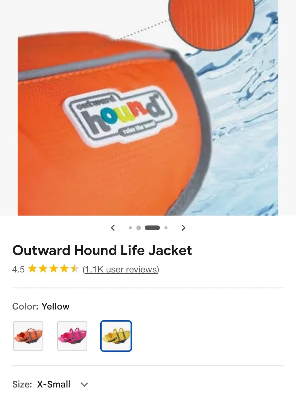 Outward Hound Orange Dog Life Jacket - Secure Fit with Handle NWT